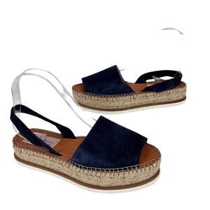 Gaimo Platform Espadrille Sandals EU 37 Blue Leather Slingback Handmade Spain